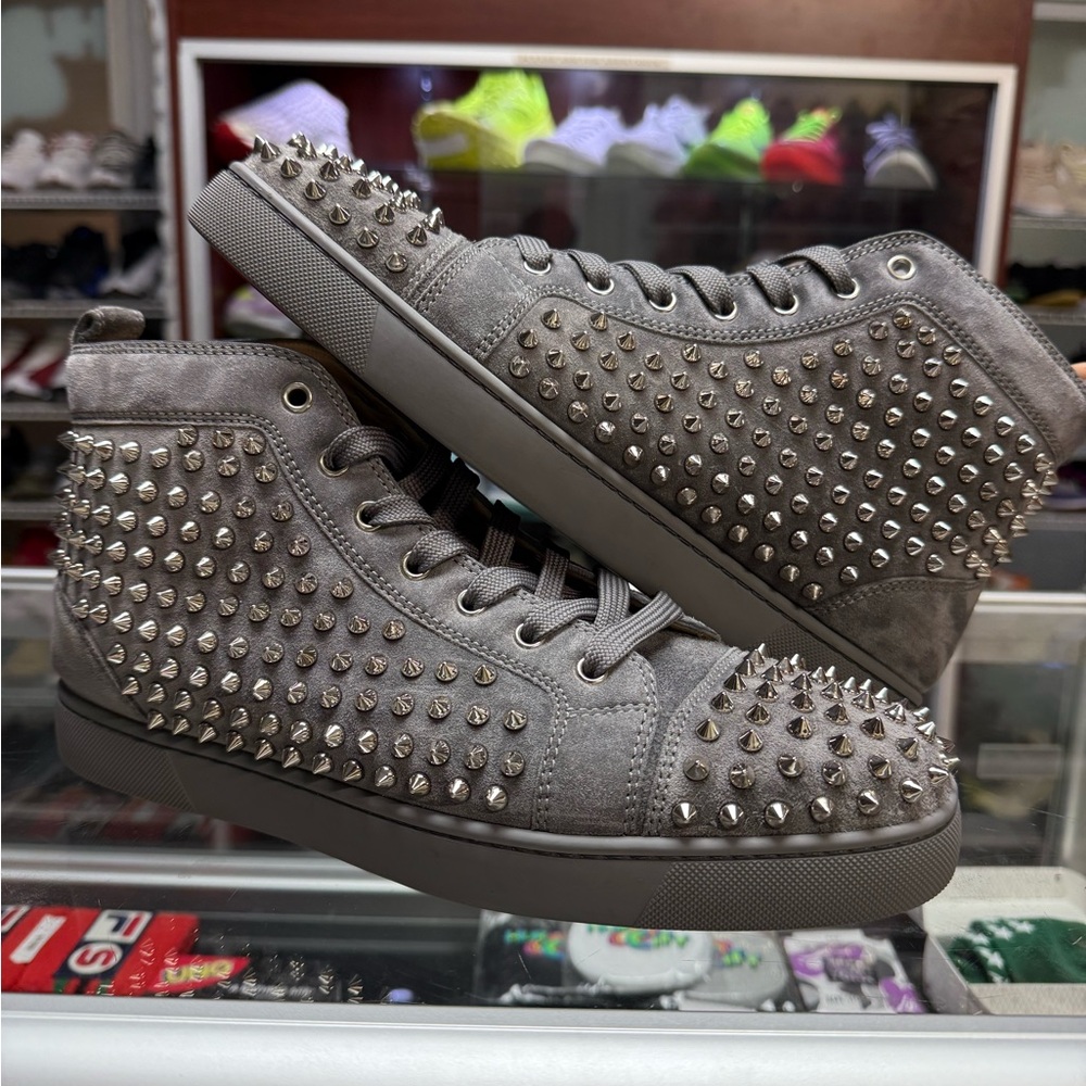 Christian Louboutin Shadow Gray Suede Spike Shoes